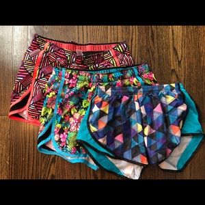 Set of three athletic shorts